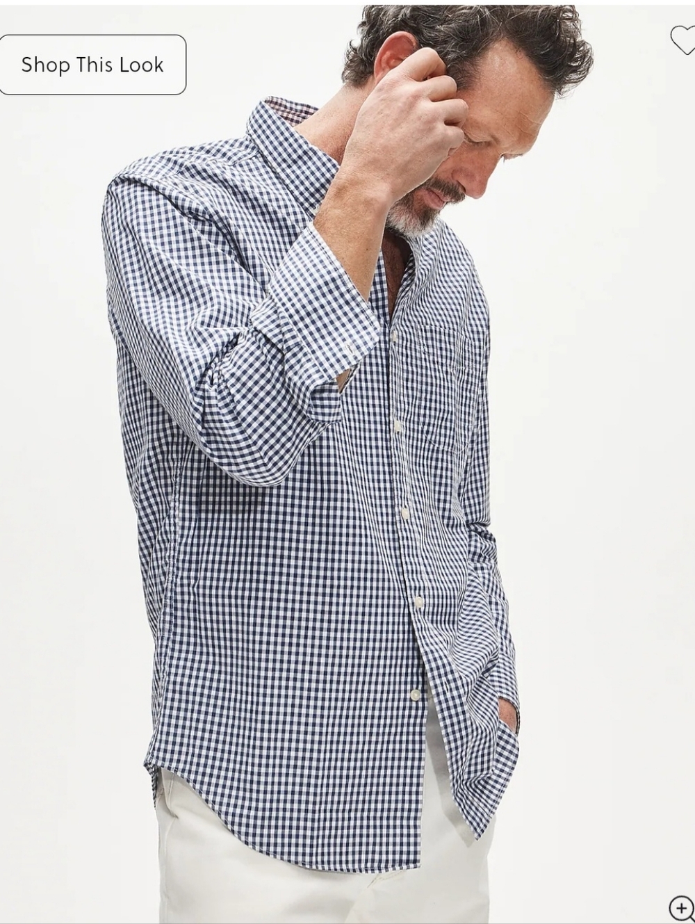 J. Crew Navy and White Gingham Button-Down Shirt Size Small